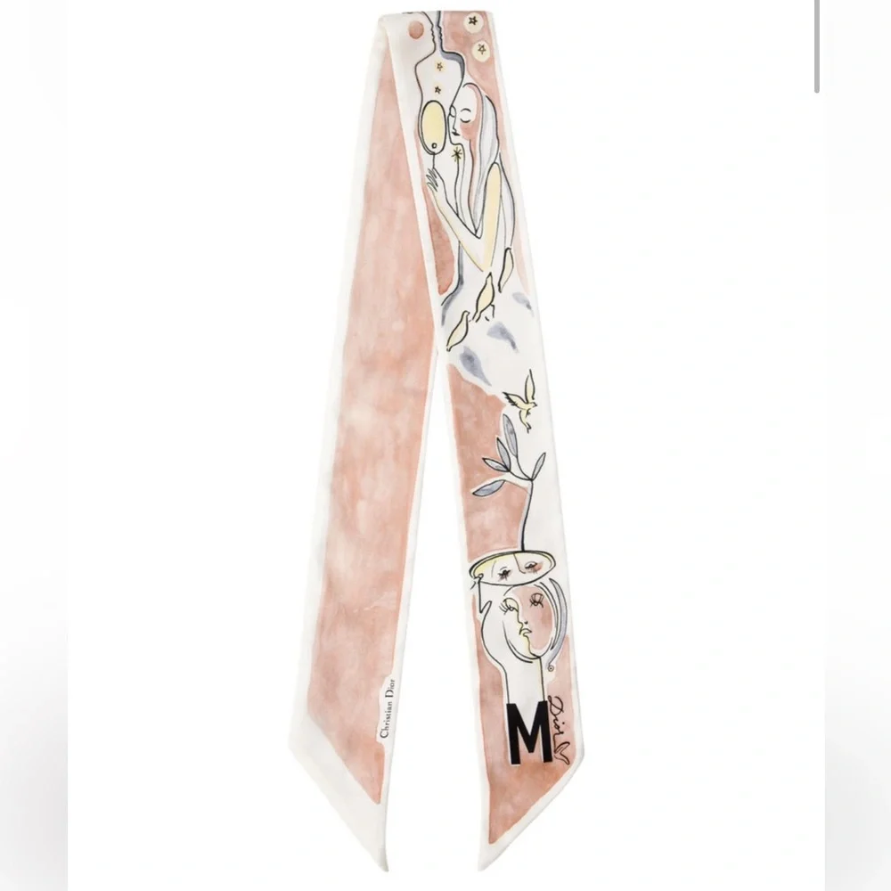 Dior Multicolor Silk ABCDIOR “M” Twilly Scarf